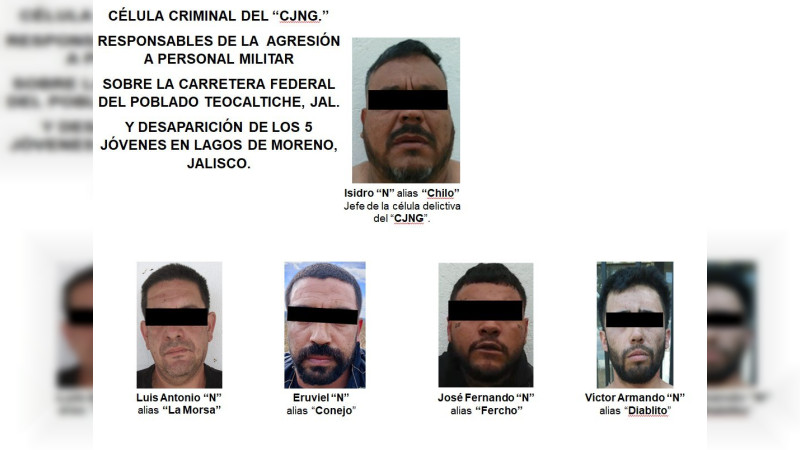 Caen 5 por emboscada a soldados en Teocaltiche y desaparición de jóvenes en Lagos de Moreno, Jalisco  