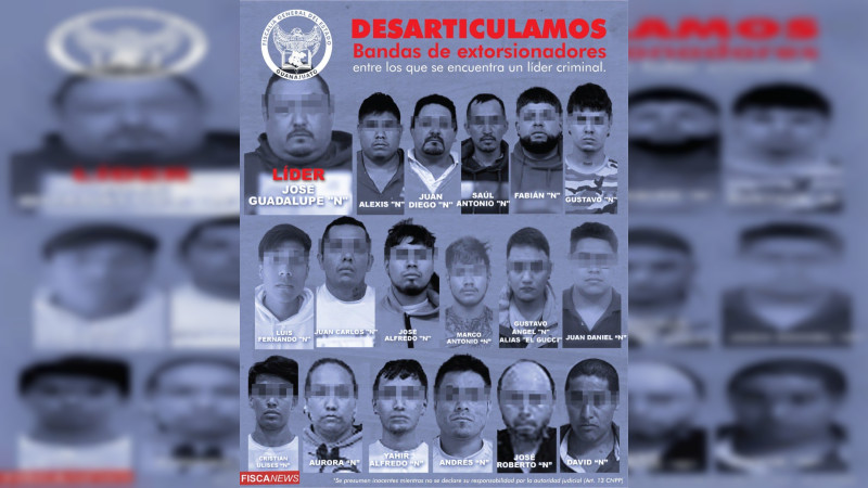 FGE desarticula dos bandas de extorsionadores; líder fue capturado en Celaya