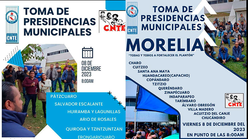 CNTE Michoacán tomará presidencias municipales  