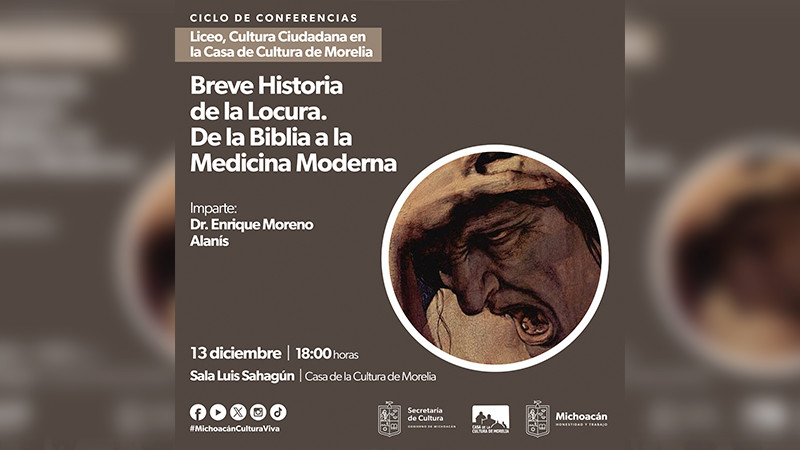 Invita Secum a conferencia sobre la locura, en la Casa de la Cultura de Morelia 