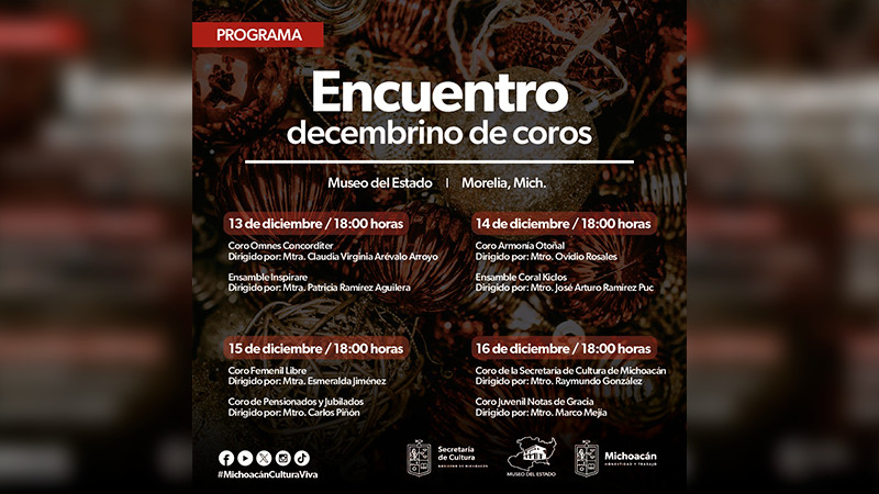 Asiste al gran Encuentro Decembrino de Coros en el Museo del Estado 