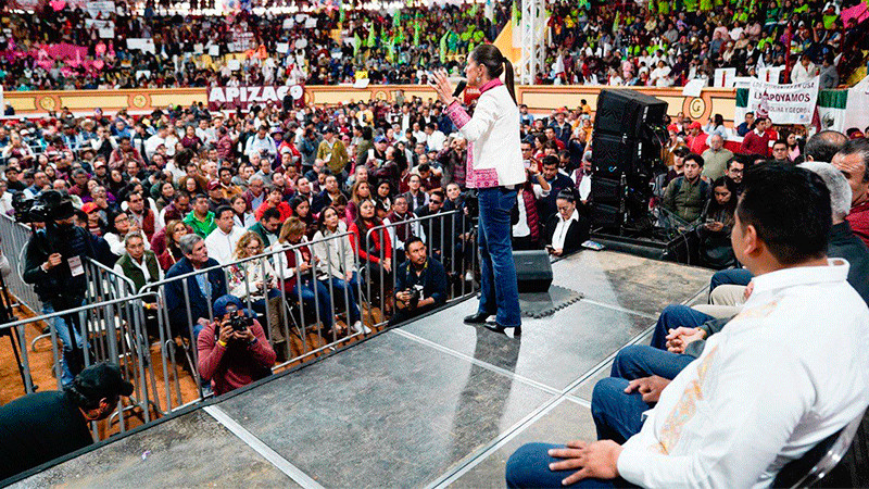 Sheinbaum destaca en Huamantla, Tlaxcala, que la 4T es ejemplo mundial por su lucha a favor del bienestar del pueblo 