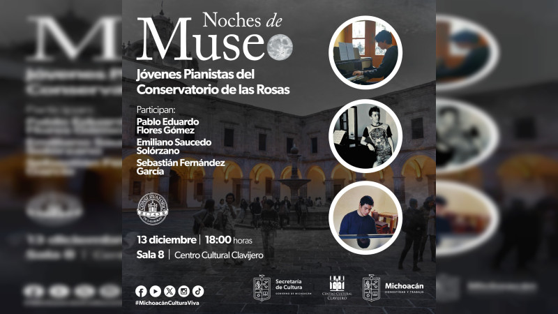 Estudiantes destacados del Conservatorio darán concierto de piano en el Clavijero 