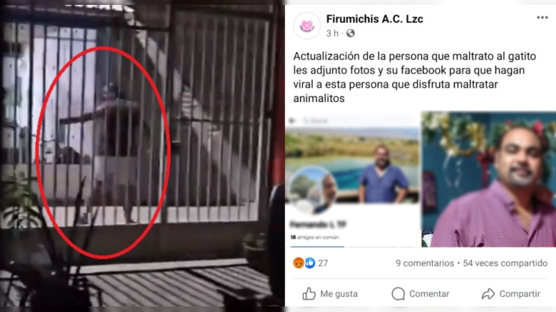 Exhiben a supuesto trabajador del IMSS por estrellar gato contra el suelo, en Lázaro Cárdenas, Michoacán 