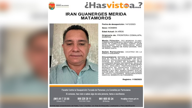 Reportan desaparición de ex alcalde de frontera Comalapa, Chiapas 