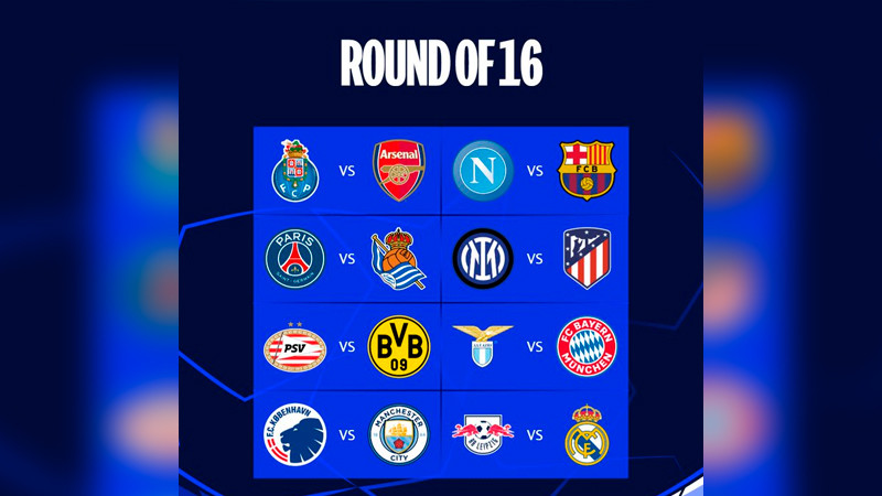 Listos los cruces de Octavos de Final de la Champions: Barcelona vs Napoli e Inter vs Atlético de Madrid, los platillos principales 