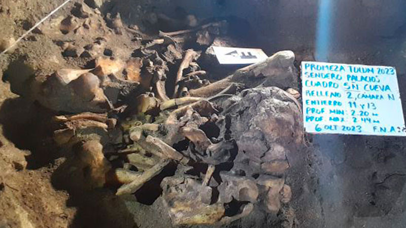 Descubren una cueva con restos humanos y ofrendas mayas prehispánicas en Tulum 