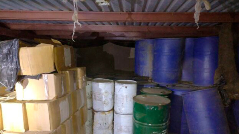 Sonora: decomisan 60 toneladas de precursores químicos en laboratorio clandestino 