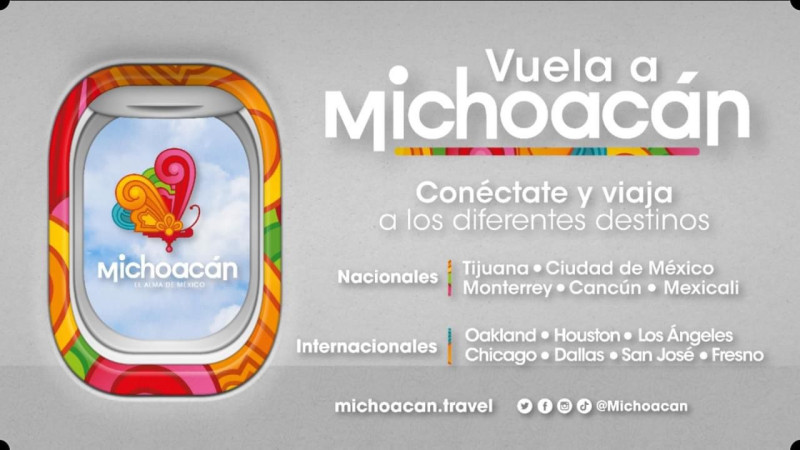 Michoacán cerrará 2023 con 1.3 millones de pasajeros aéreos: Sectur