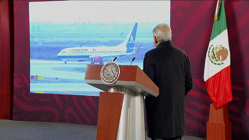 AMLO destaca a Mexicana de Aviación como una aerolínea emblemática e histórica, previo a su inauguración 