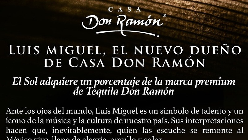 Luis Miguel es nuevo accionista del tequila mexicano Don Ramón  