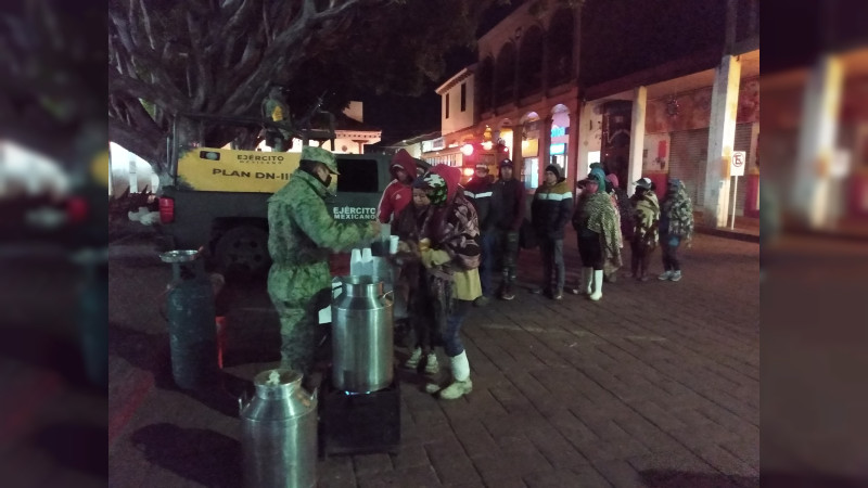 Por bajas temperaturas Ejército Mexicano aplica plan DN-III-E en diversos municipios de Michoacán 