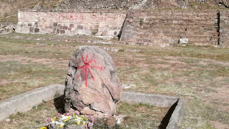 Dañan monumentos arqueológicos en Huapalcalco, Hidalgo, con grafitis 