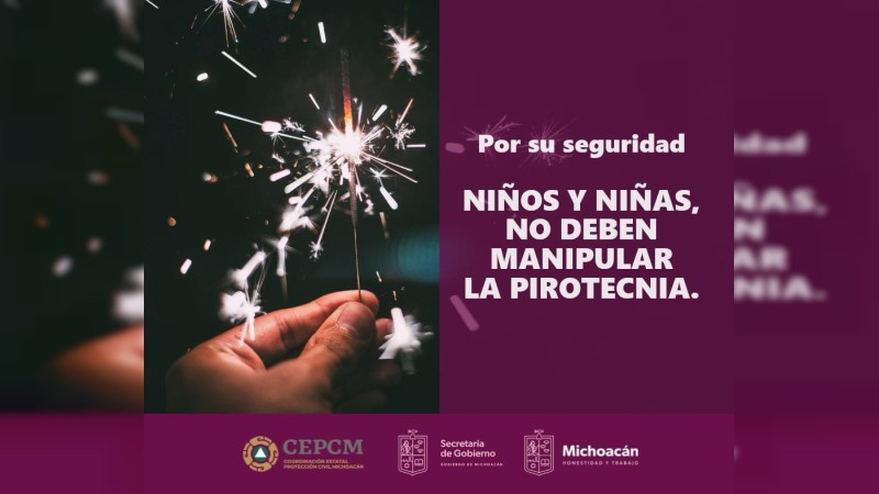 Llama Protección Civil a evitar el uso de pirotecnia en fiestas de fin de año 
