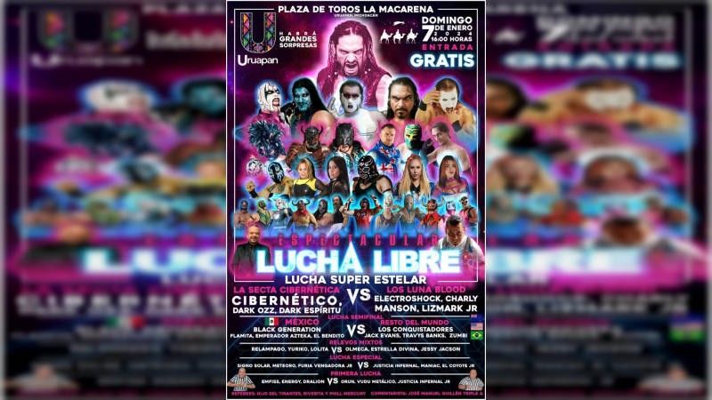 No te pierdas la lucha libre superestelar de Día de Reyes en Uruapan 