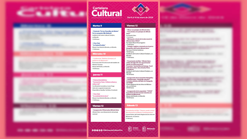 Conoce la cartelera cultural y arma tu plan para esta semana en Michoacán
