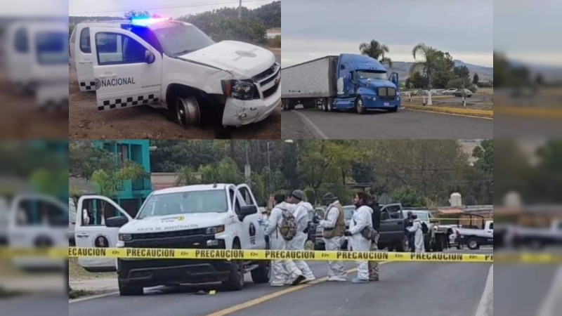 Chocan delincuentes en patrullas clonadas de la GN y Fiscalía, en Zinapécuaro, Michoacán: Hay un muerto y dos heridos 