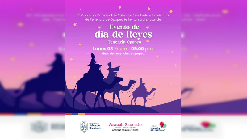 Anuncia Araceli Saucedo Reyes llegada de los Reyes Magos a Opopeo 