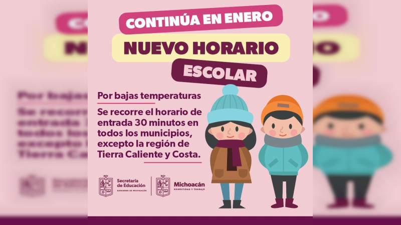 Escuelas de Michoacán regresarán a clases con horario de invierno: SEE 