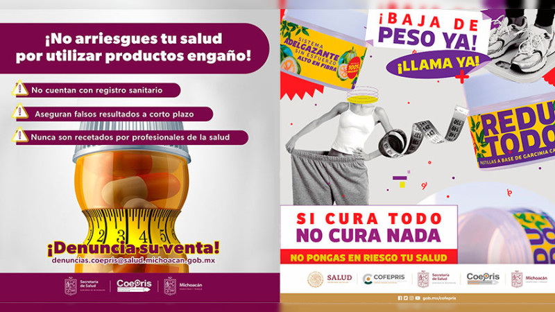 Advierte Coepris los riesgos de consumir productos milagro para bajar de peso  
