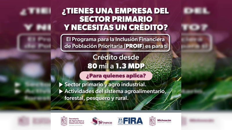 Créditos para proyectos productivos agrícolas hasta por 1.2 mdp con Sí Financia 