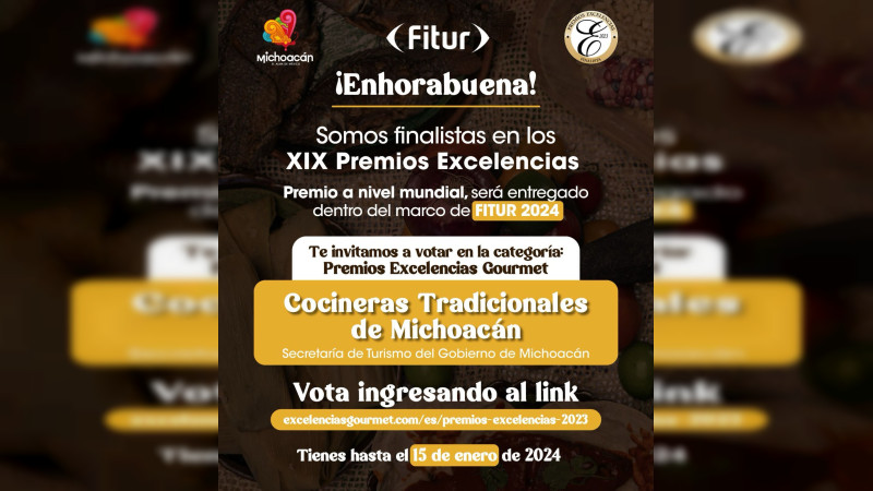 Por su cocina tradicional, Michoacán es nominado a los Premios Excelencias Gourmet
