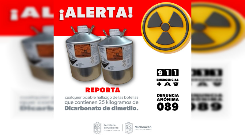 Alerta PC por robo de Velcorin; sustancia es altamente tóxica 
