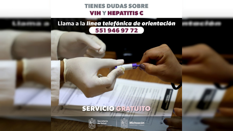 Sector Salud Michoacán brinda orientación telefónica sobre prevención de VIH y hepatitis C 