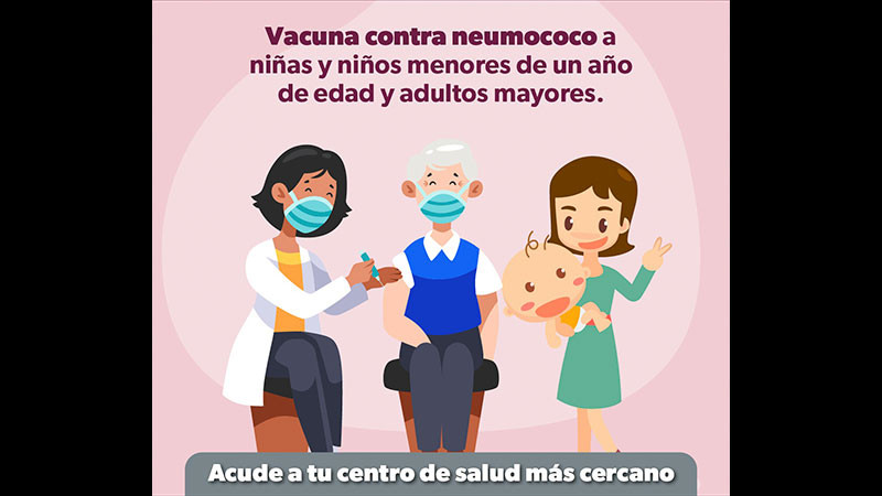 Sector salud informa que continúa la vacunación contra neumococo en Michoacán 