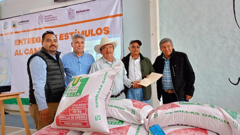 Entrega Sader semilla de avena a más de 300 productores de Queréndaro 