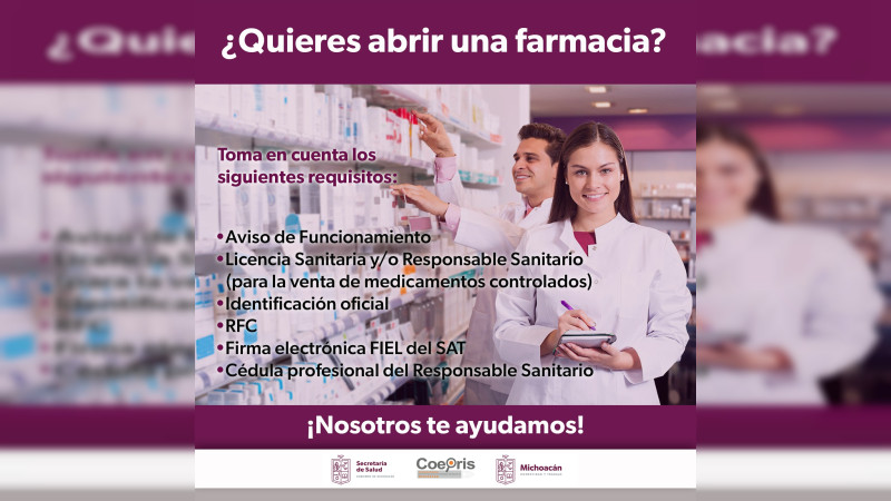 Si pretendes abrir una farmacia, esta guía de Salud Michoacán te ayudará 