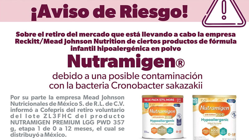 Alerta sector salud de Michoacán por fórmula láctea contaminada 