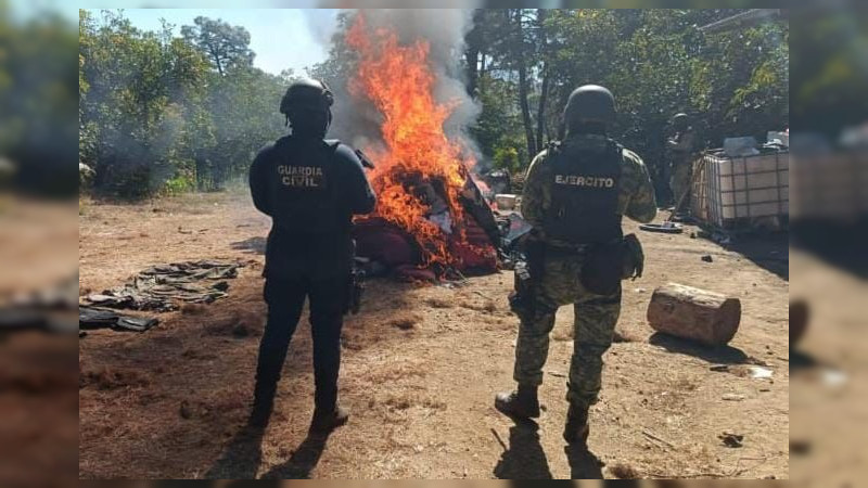 Golpe al crimen en Apatzingán, Michoacán: Destruyen tres campamentos en Acahuato 