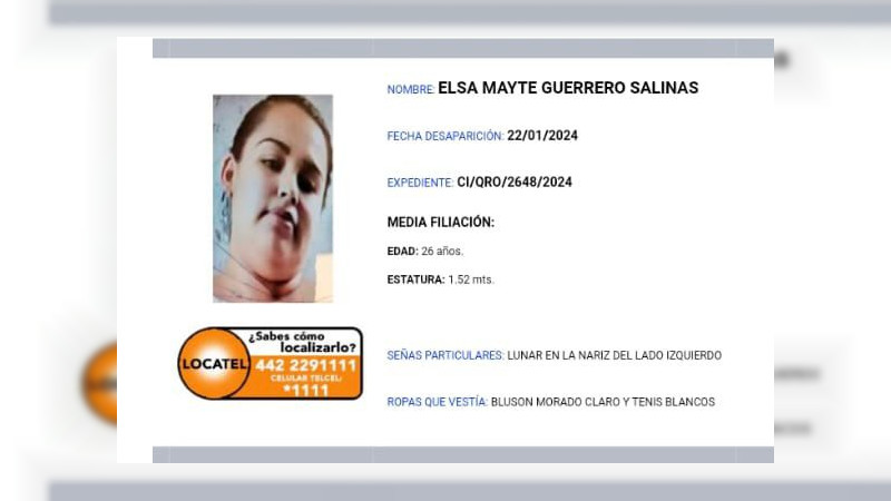 Elsa Mayte reportada como no localizada, fue encontrada sin vida en Guanajuato  