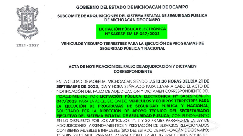 Opacidad y sobreprecio en compras de César Edwin Sánchez Coria en el SESESP de Michoacán