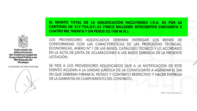 Opacidad y sobreprecio en compras de César Edwin Sánchez Coria en el SESESP de Michoacán