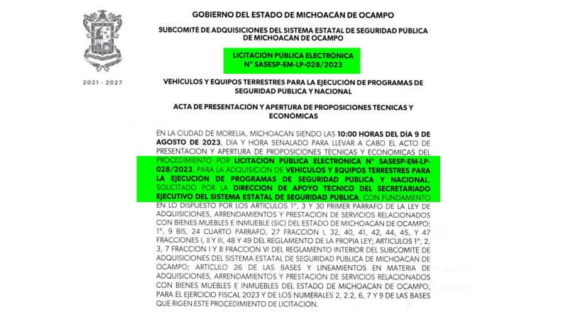 Opacidad y sobreprecio en compras de César Edwin Sánchez Coria en el SESESP de Michoacán