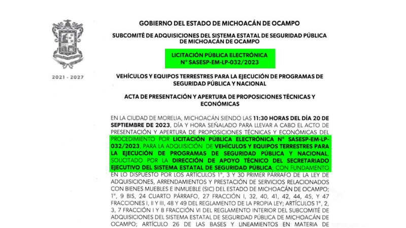 Opacidad y sobreprecio en compras de César Edwin Sánchez Coria en el SESESP de Michoacán