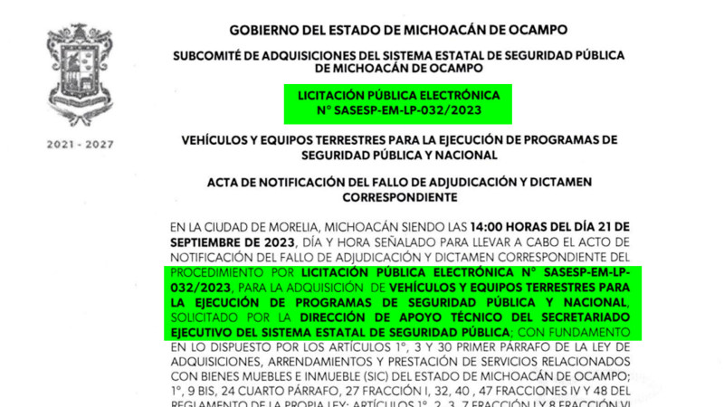 Opacidad y sobreprecio en compras de César Edwin Sánchez Coria en el SESESP de Michoacán