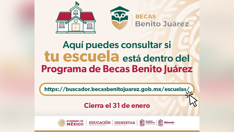 Quedan 3 días para solicitar la beca Benito Juárez: SEE Michoacán 