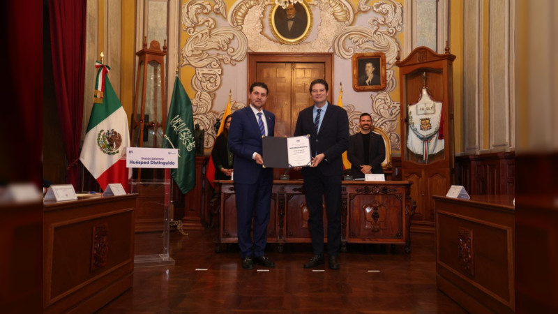 Alfonso Martínez destaca ventajas competitivas de Morelia ante Embajador de Arabia Saudita