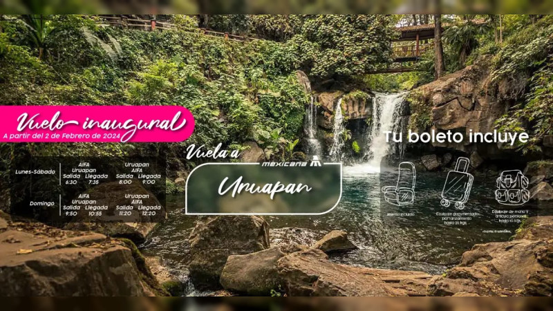 Conectividad aérea diaria entre Uruapan - CDMX al AIFA, confirma Monroy