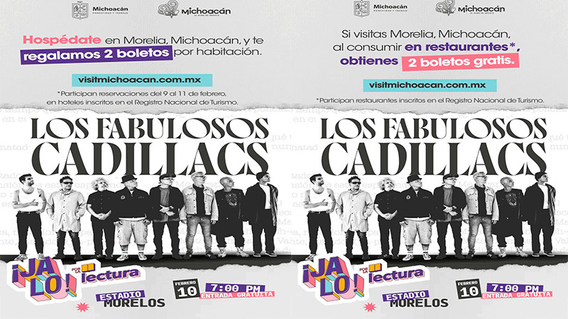 Hoteles y restaurantes de Morelia, Pátzcuaro y Uruapan entregarán boletos para Los Fabulosos Cadillacs 