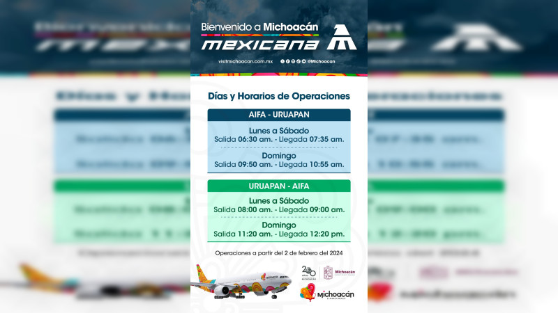 Mañana Uruapan estrena vuelo de Mexicana