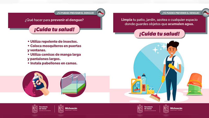 Secretaría de Salud de Michoacán explica cómo prevenir el dengue en el hogar 