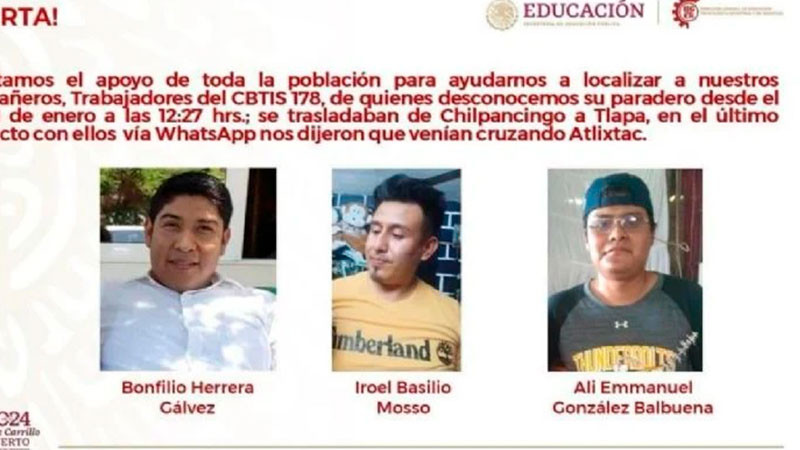 Localizan los cuerpos de tres maestros desaparecidos en Atlixtac, Guerrero 