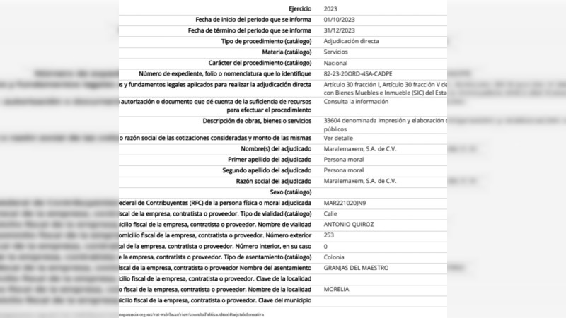 Gobierno de Michoacán entregó contrato de millones de pesos a empresa fantasma de Morelia
