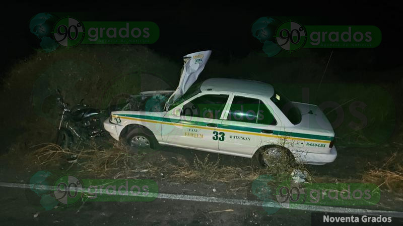 Choque entre taxi y motocicleta deja un muerto en Apatzingán, Michoacán