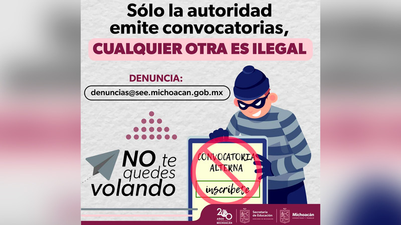 Pide SEE de Michoacán, a docentes atender convocatorias sólo de autoridades educativas 