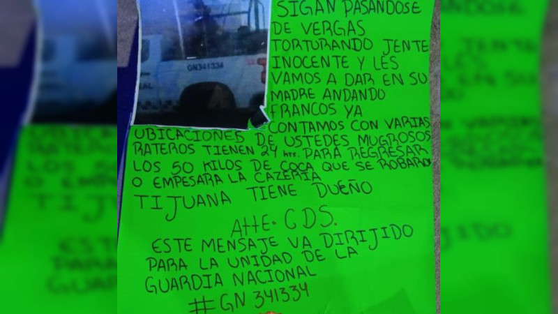 Dan ultimátum a GN en Tijuana, para devolver 50 kilos de droga colombiana que robaron a cártel